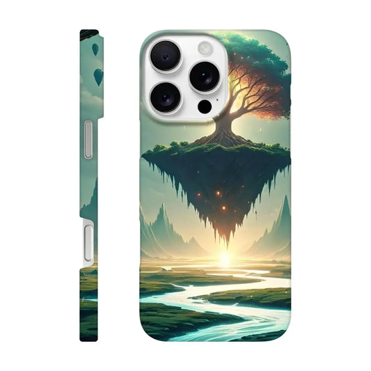 Fantasy landscape phone case featuring a dreamy sky and enchanted forest design