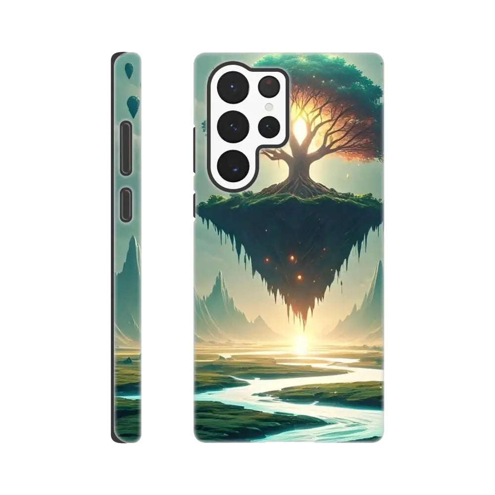 Phone case with fantasy landscape design for Sanctuary of the Skyroot Samsung Tough Case by PixiOnyx