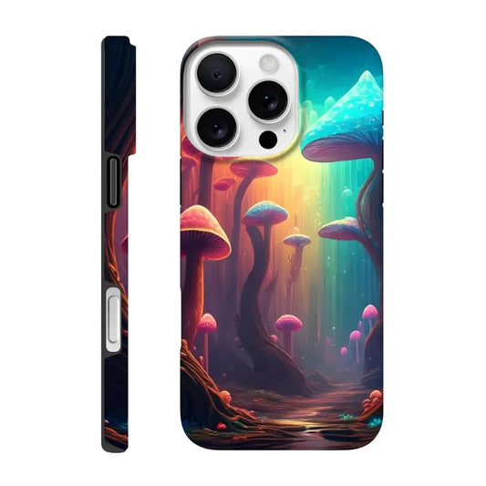 Mushroom-themed phone case from Shroom Bloom series on PixiOnyx Trippy Forest Armor for iPhone