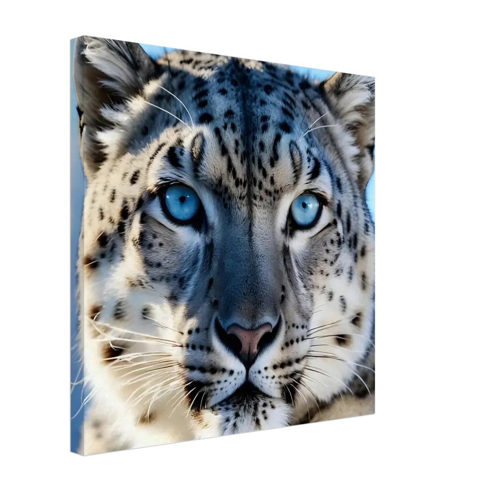 Snow leopard face on PixiOnyx Wildlife Display Snow Leopard Canvas Glacier Gaze