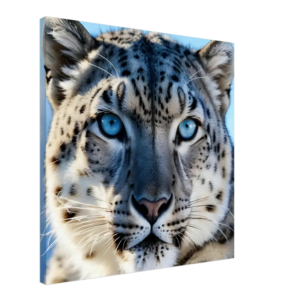 Snow leopard canvas print titled Glacier Gaze by PixiOnyx Wildlife Display