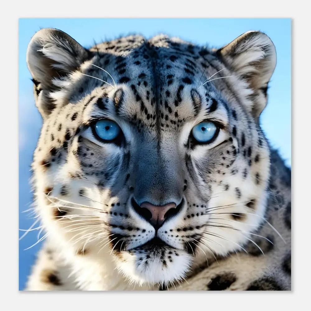 Striking Snow Leopard portrait on Glacier Gaze PixiOnyx Fine Art Print poster