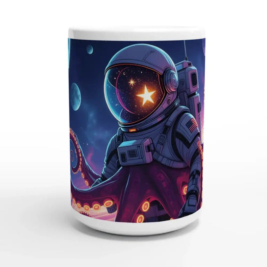 Astronaut Octopus Mug featuring tentacles and galaxy design from PixiOnyx Cosmic Fuel Cup