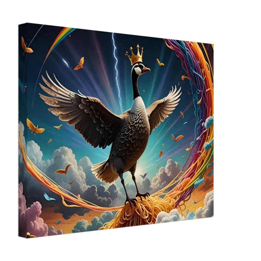 Whimsical Goose King Canvas from Spaghetti Goose Ascension Surrealist Print by PixiOnyx