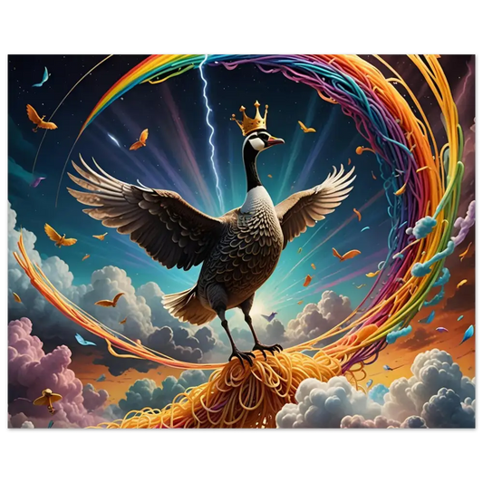 Regal Goose perched on Spaghetti in Divine Noodleflight PixiOnyx Fine Art Print