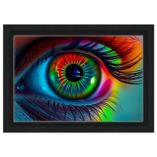 Colorful eye artwork on Spectrum Vision Framed Canvas Trance Core PixiOnyx Floating Frame