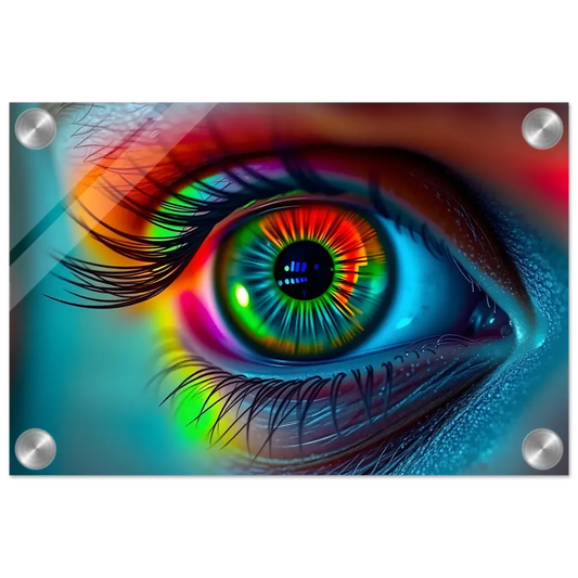 Colorful eye art acrylic print Spectrum Vision Mirrored Lucid Counterpoint PixiOnyx