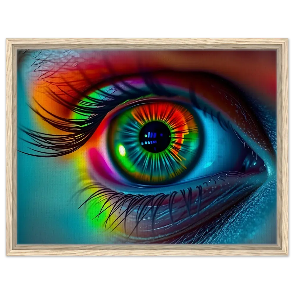Framed colorful eye art from Spectrum Vision Mirrored Framed Canvas by PixiOnyx