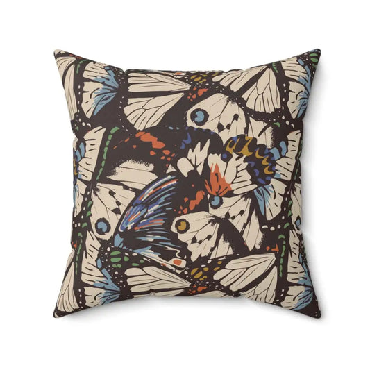 Square pillow with vibrant butterfly garden bloom pattern for garden bloom decor