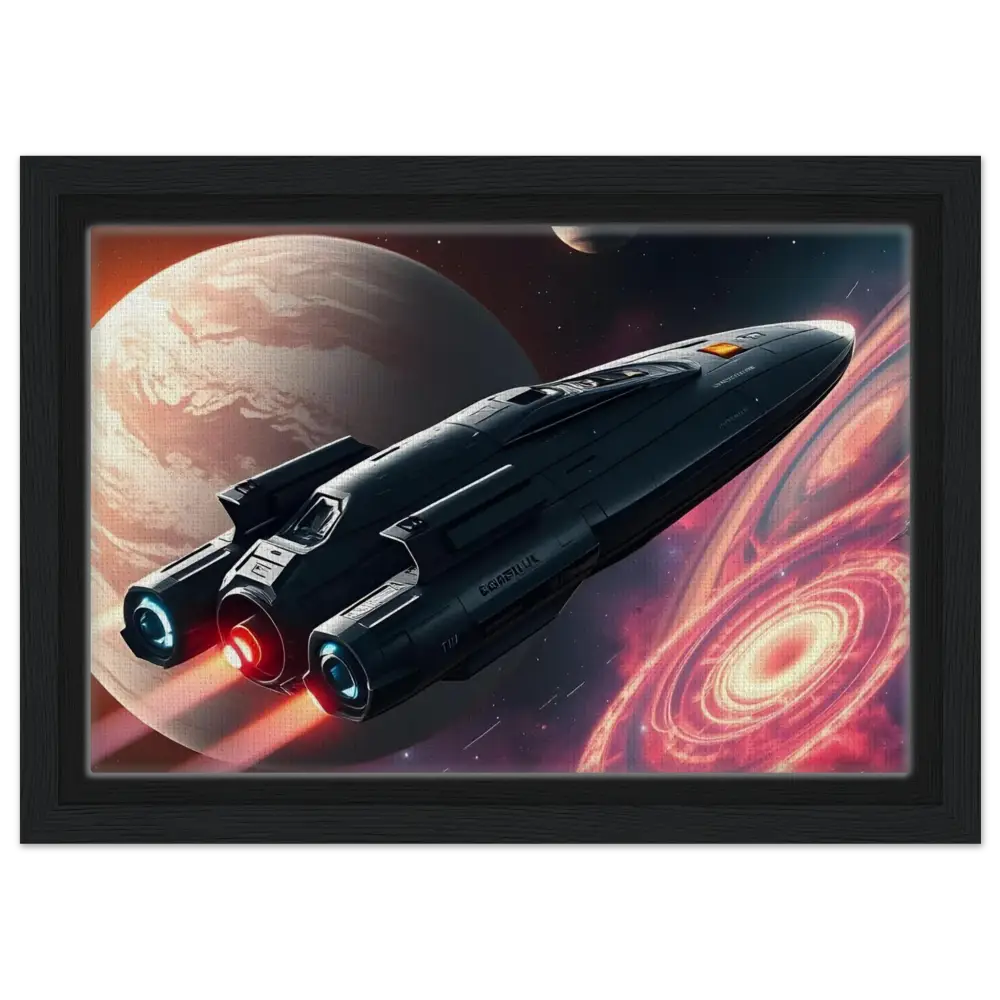 Framed spaceship art displayed in Starship Voyager Canvas Art by PixiOnyx