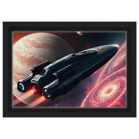 Framed spaceship art displayed in Starship Voyager Canvas Art by PixiOnyx