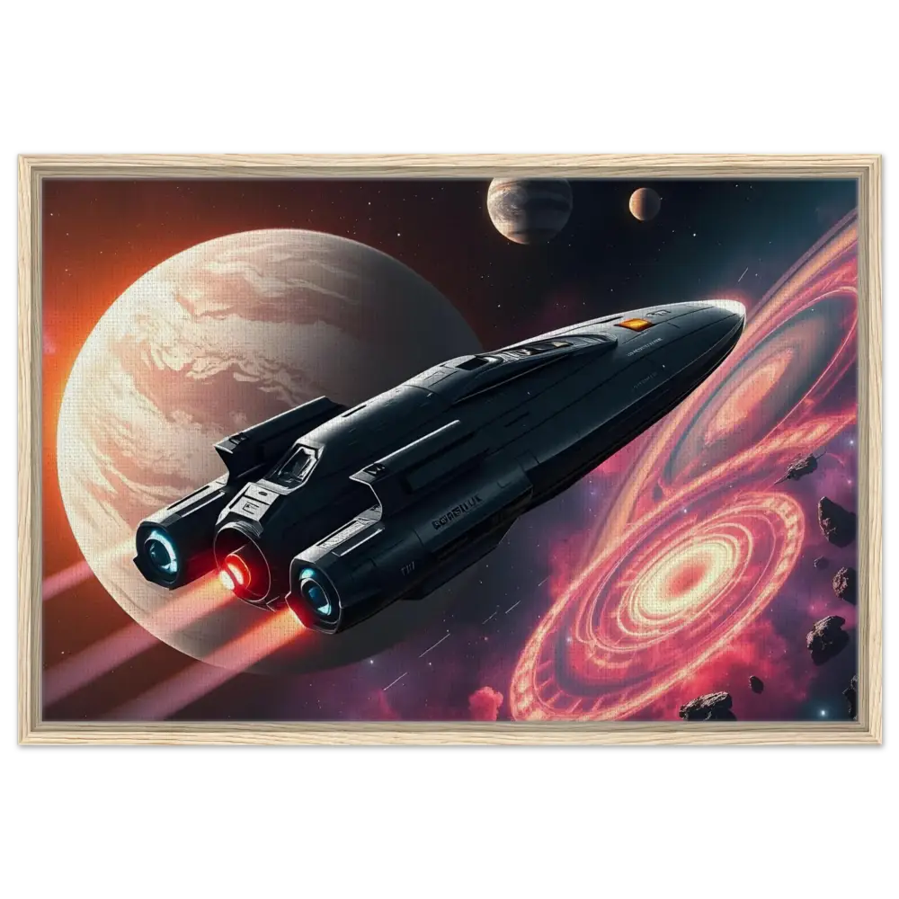 Framed spaceship puzzle artwork displayed in Starship Voyager Epic Galaxy Decor by PixiOnyx