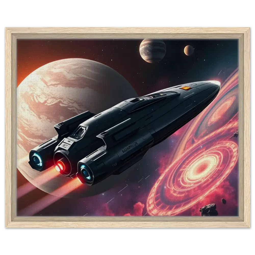 Framed spaceship artwork from Starship Voyager canvas decor by PixiOnyx