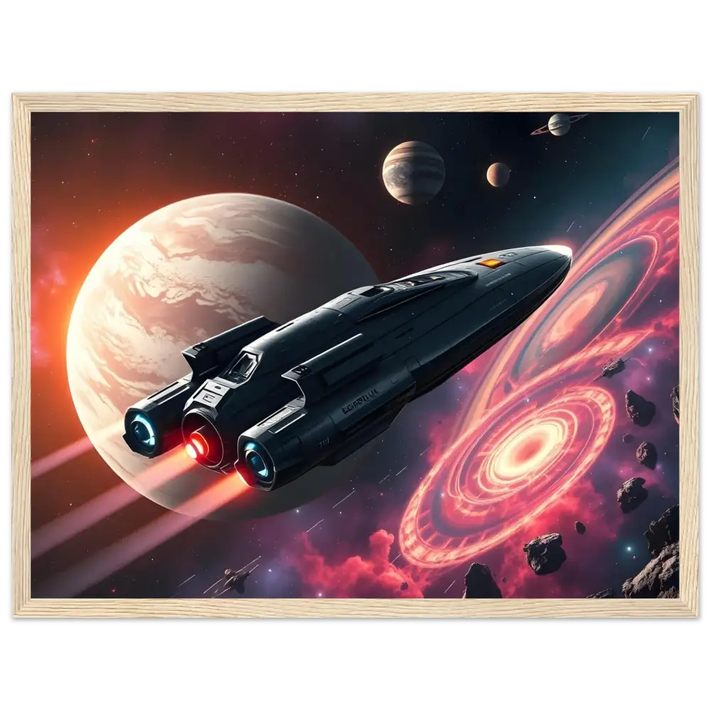 Framed spaceship art from Starship Voyager intergalactic wall decor by PixiOnyx