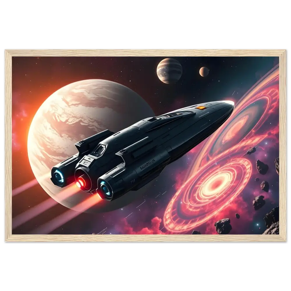 Framed spaceship art from Starship Voyager intergalactic wall art by PixiOnyx