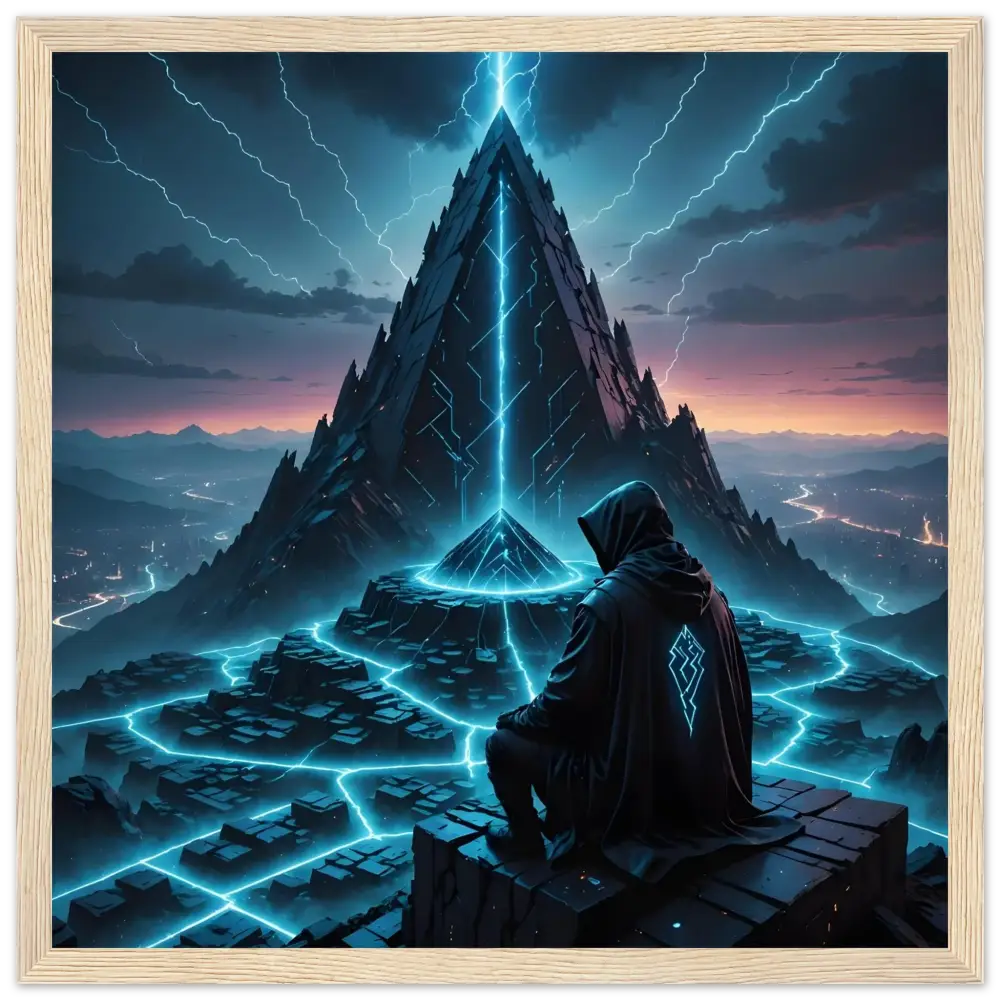 Framed fantasy art poster titled Storm Pyramid by PixiOnyx for wall decor