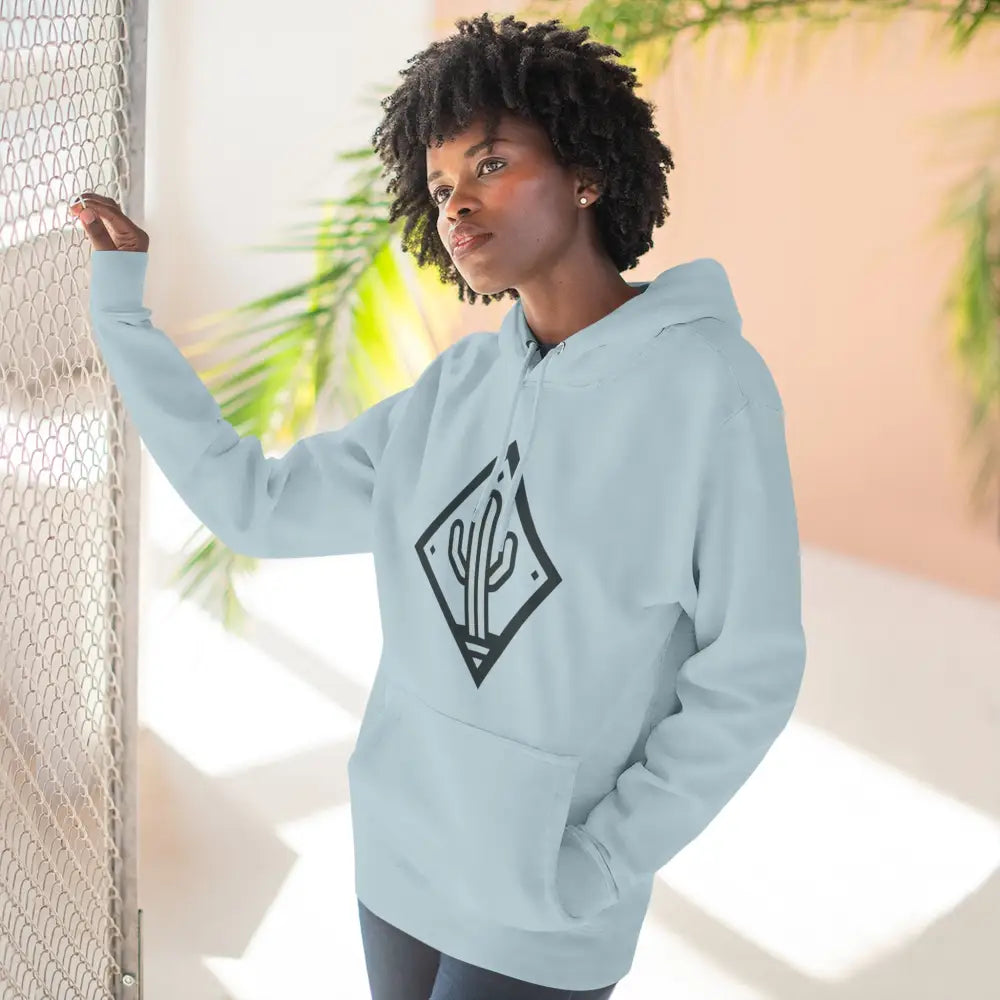Light blue Stylish Cactus Unisex Hoodie with cozy three-panel fleece and adjustable hood