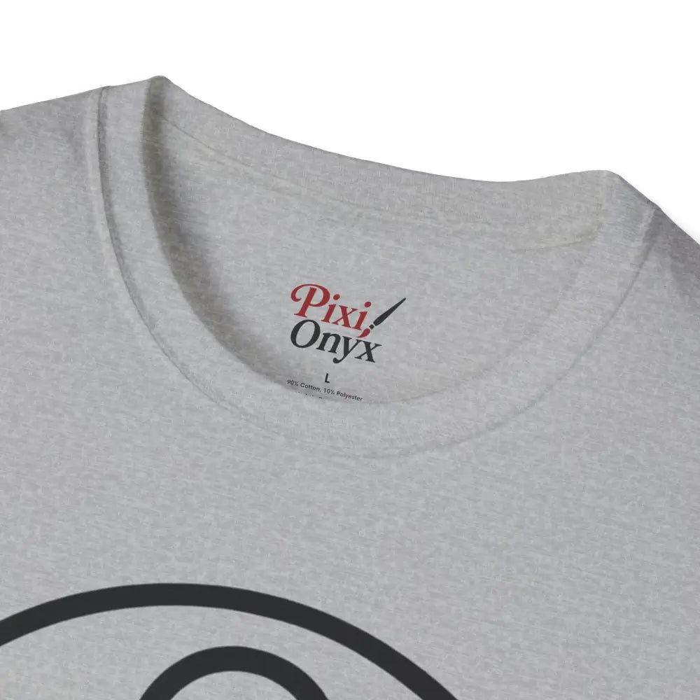 Light gray short-sleeved crew neck T-shirt with abstract fox design, machine washable