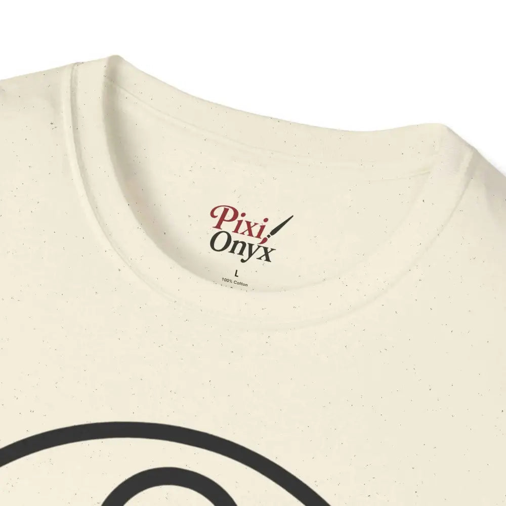 Cream-colored unisex softstyle T-shirt with brand label, suitable for machine wash and tumble dry