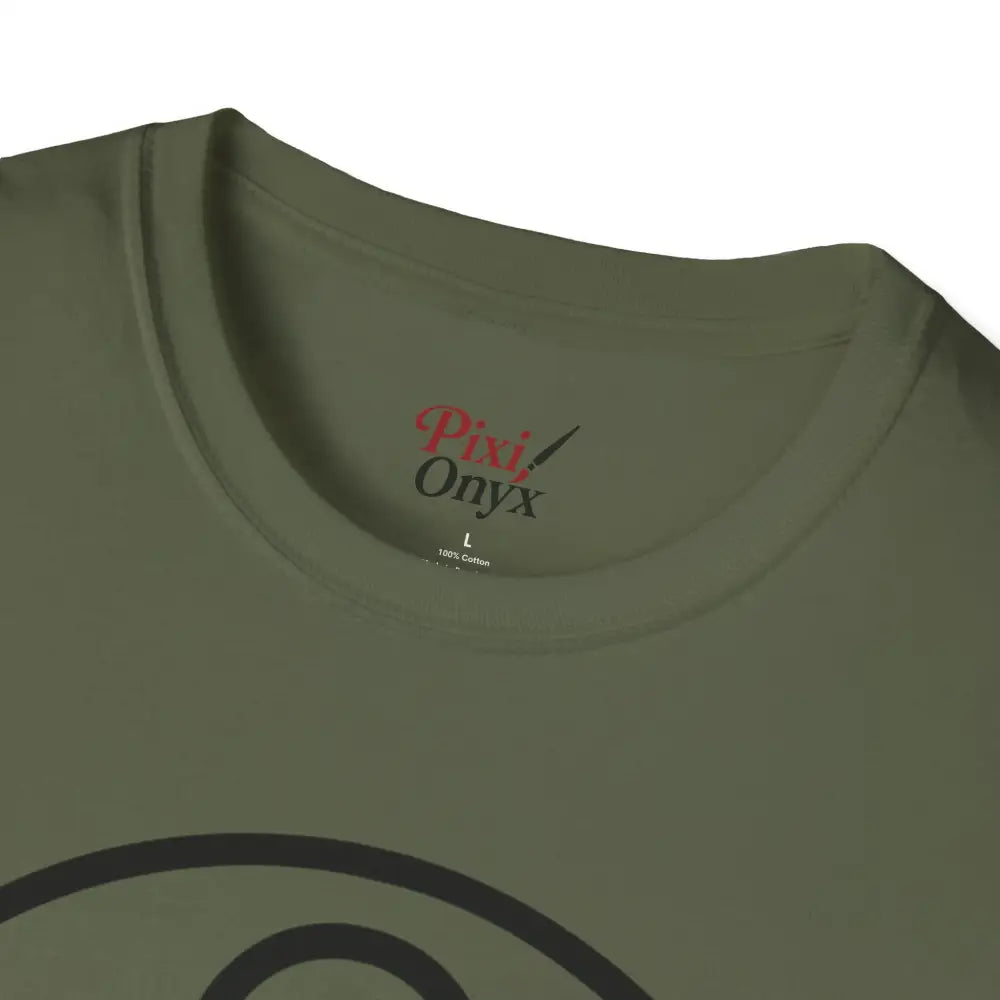 Olive green crew neck t-shirt with abstract fox design, machine washable, casual summer fashion