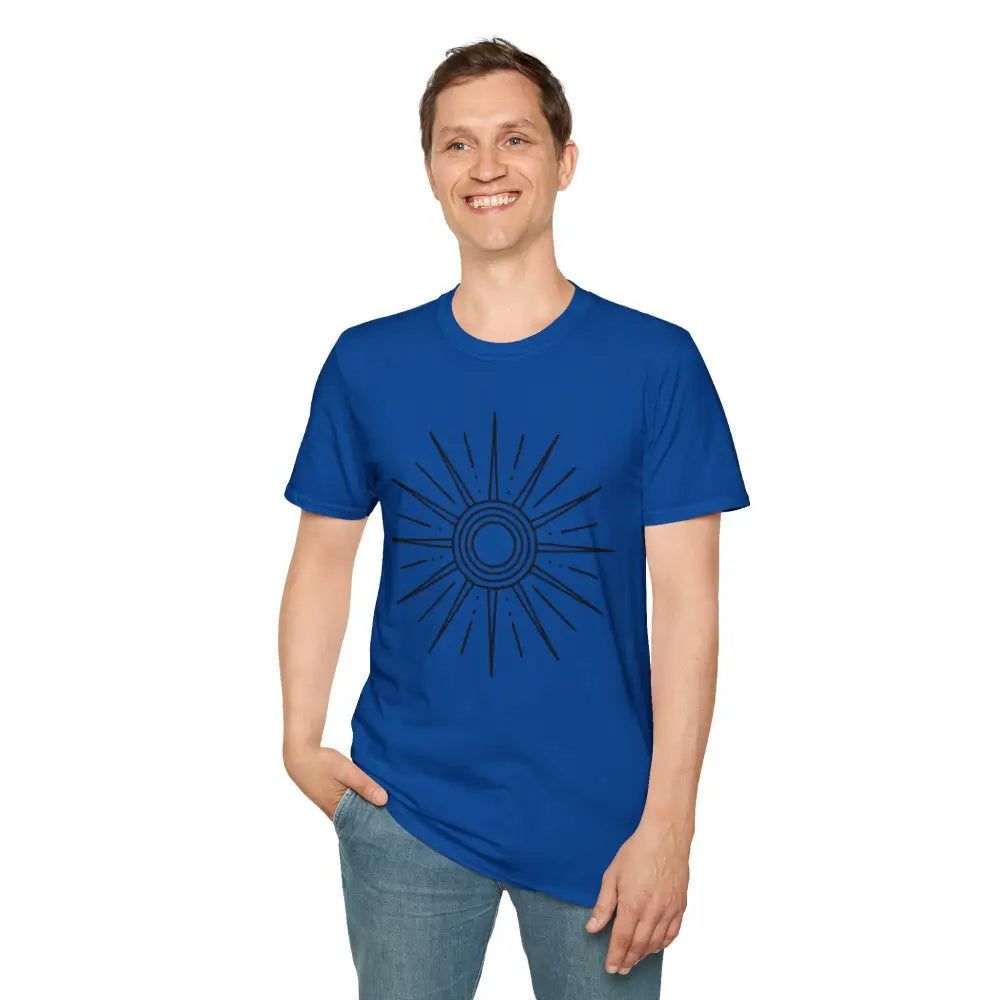 Unisex softstyle Sunshine Graphic T-Shirt with sunburst design and casual summer style
