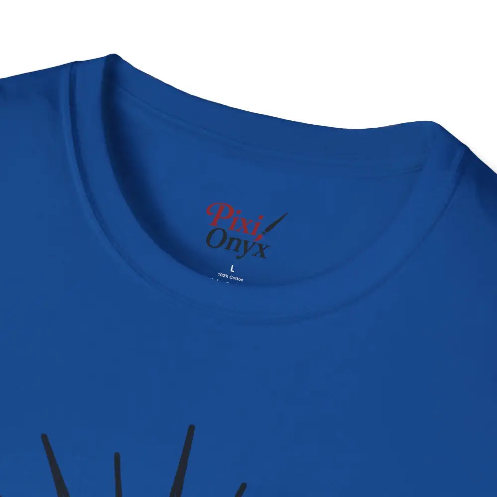 Blue unisex softstyle T-shirt with tagless collar, ideal for summer casual wear