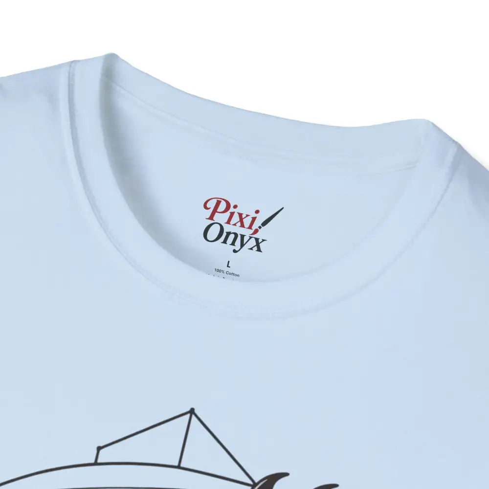 White surf van adventure unisex t-shirt with printed neck label, classic fit, crew neckline