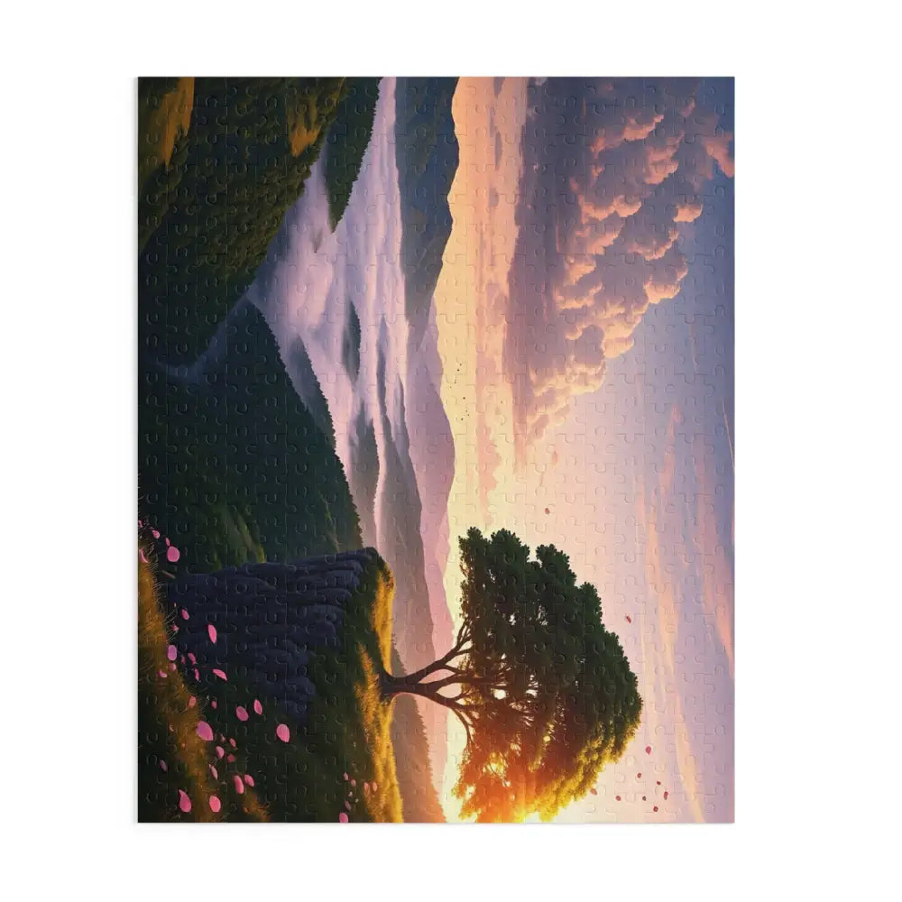 Scenic landscape puzzle featuring a serene dawn view for challenging jigsaw fun