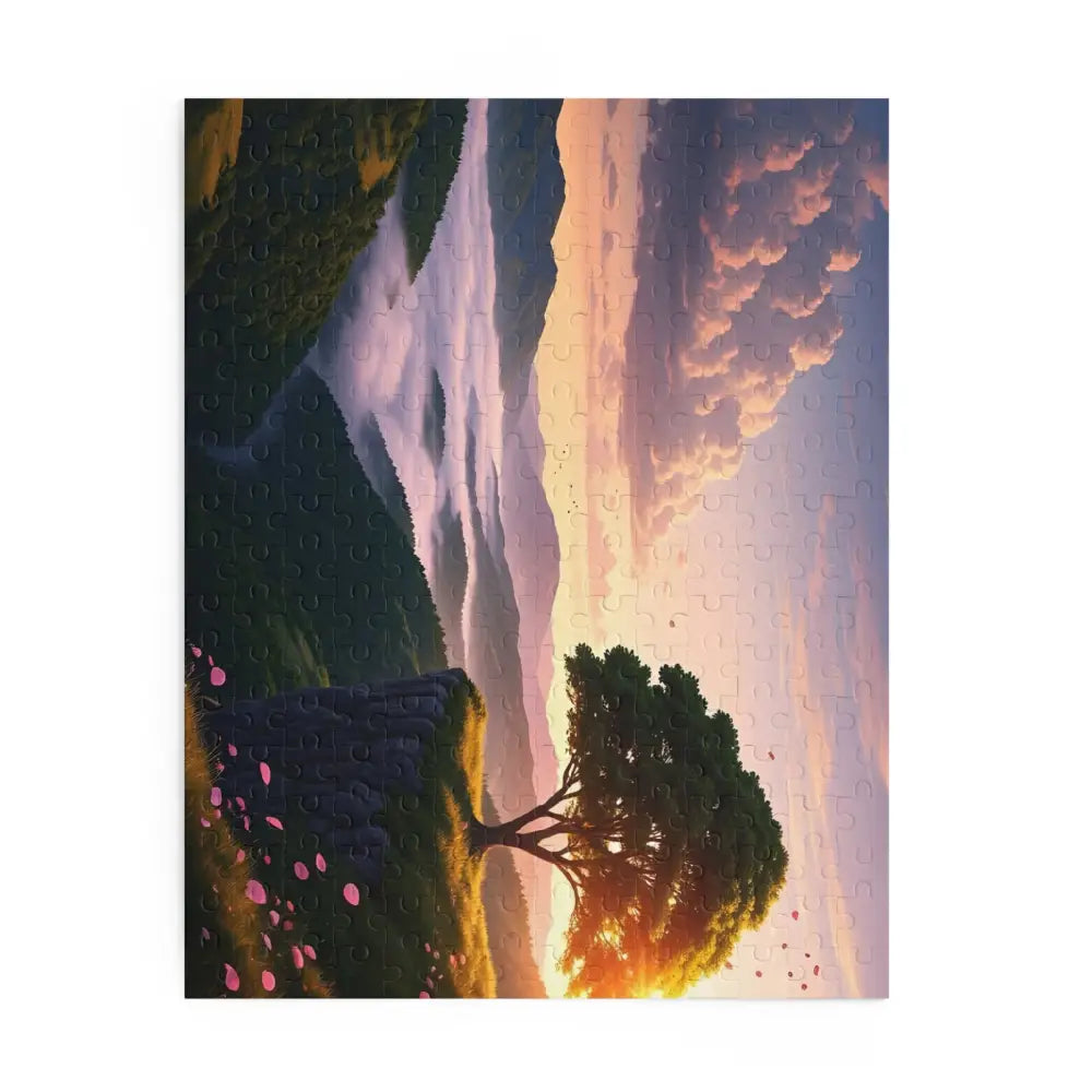 Scenic landscape jigsaw puzzle featuring serene sunrise view from The Edge of Dawn collection