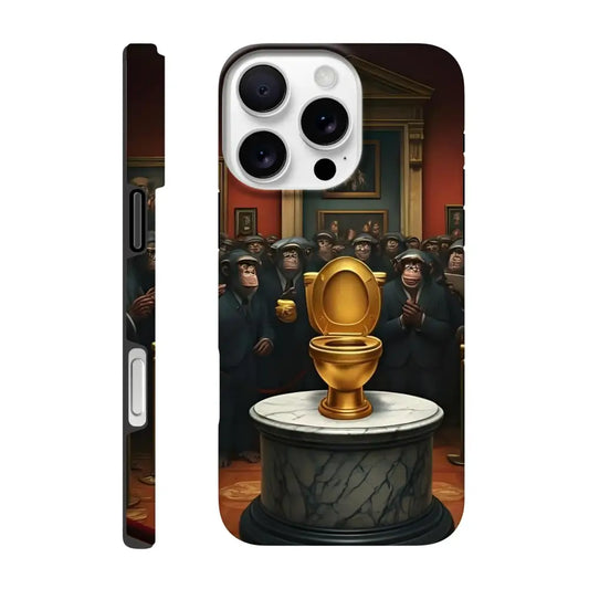 Phone case featuring golden toilet art from The Golden Throne iPhone Tough Case by PixiOnyx