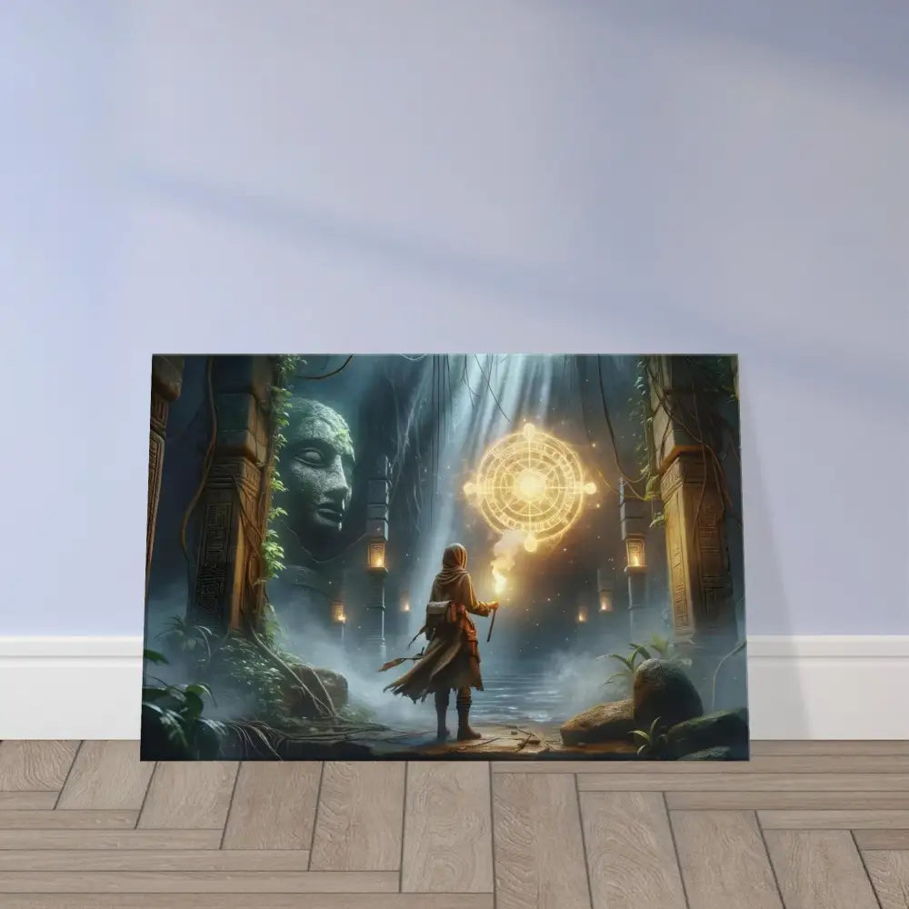 Fantasy temple canvas print featuring Jungle Glyphs and Ruins from PixiOnyx Adventure Art