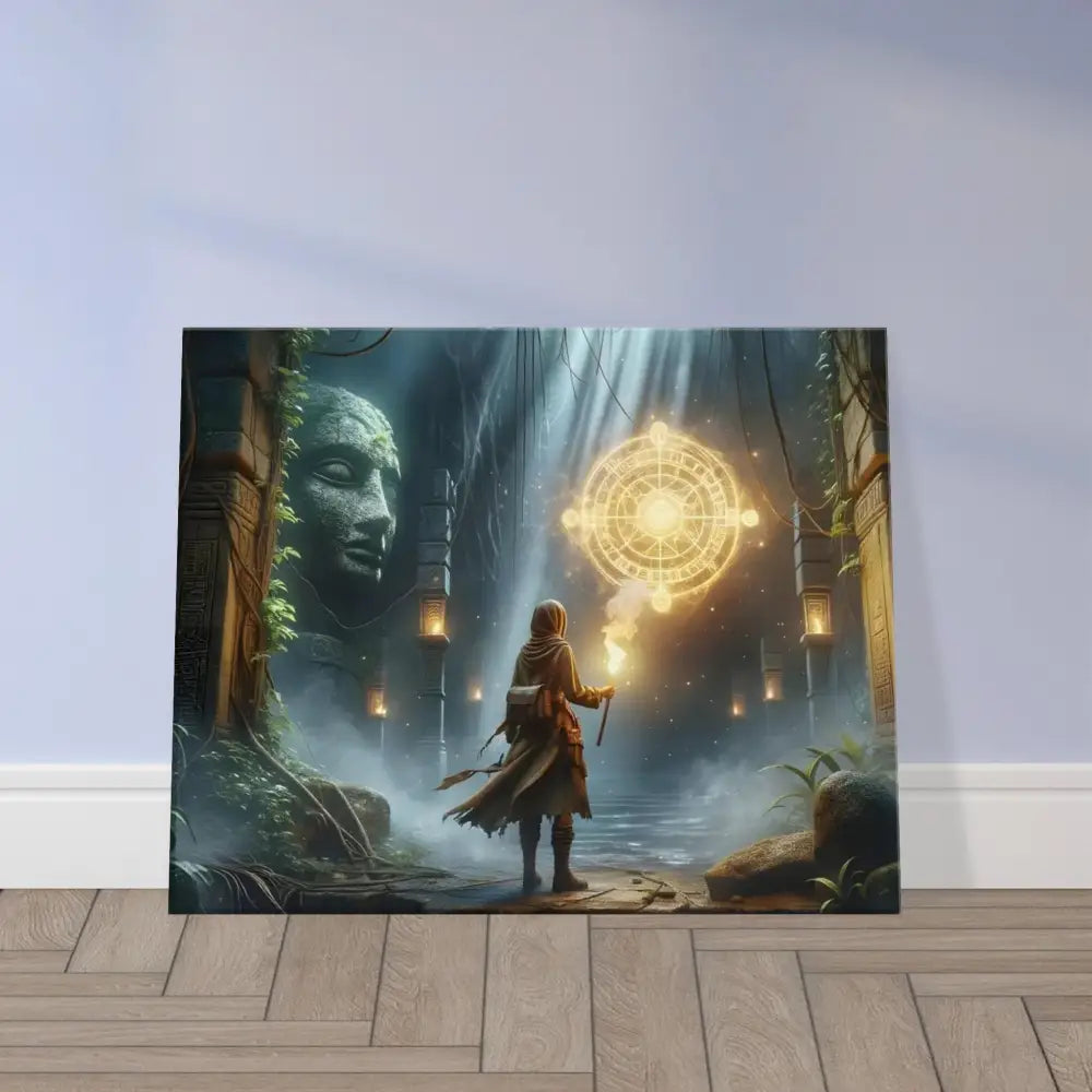 Fantasy art print featuring jungle glyphs and ancient ruins on Torchbearer Fantasy Canvas