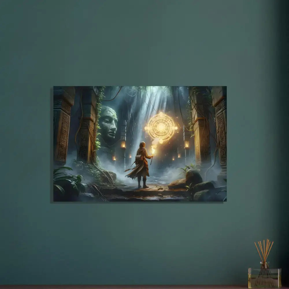 Fantasy art print called Torchbearer Jungle Glyph from PixiOnyx Fantasy Collection on premium aluminum