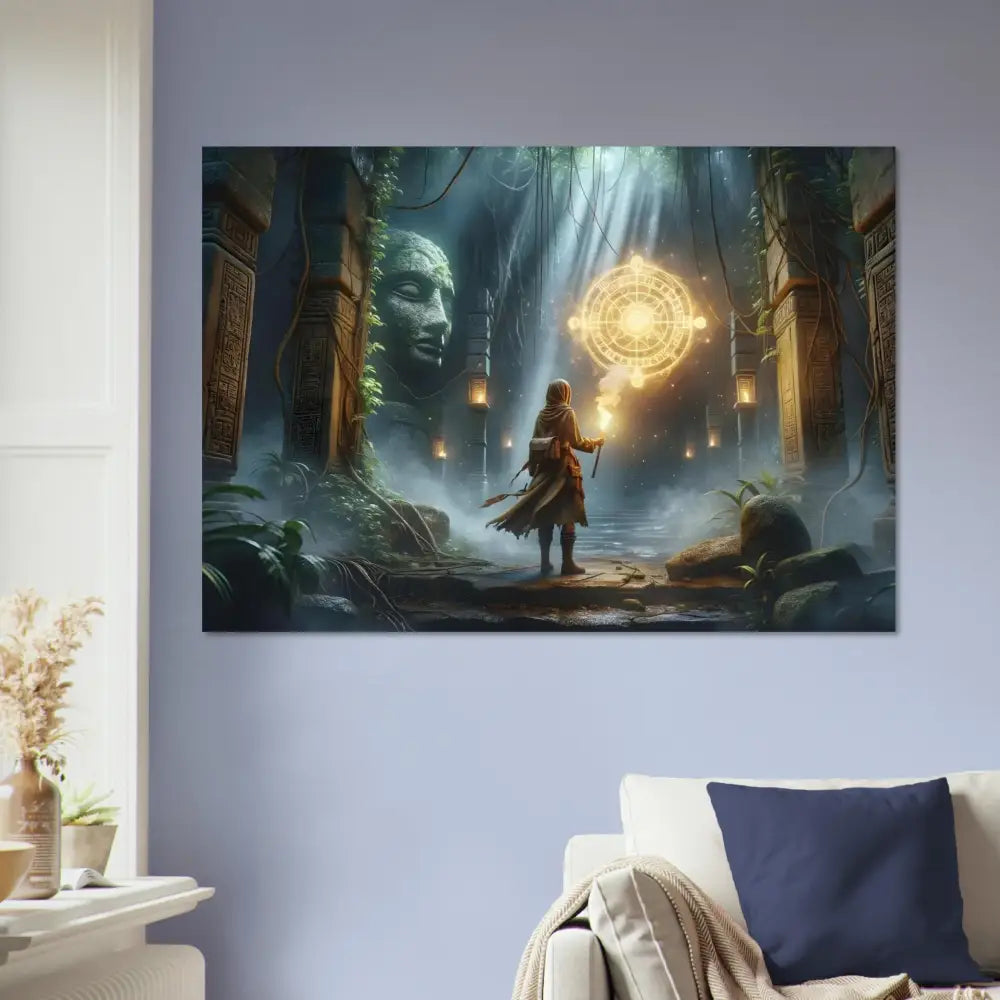 Fantasy adventure wall art featuring Torchbearer of the Forgotten Glyphs for cinematic fine decor