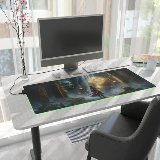 Gaming mousepad with fantasy artwork for PixiOnyx Lorelit Setup Torchbearer of the Forgotten Glyphs