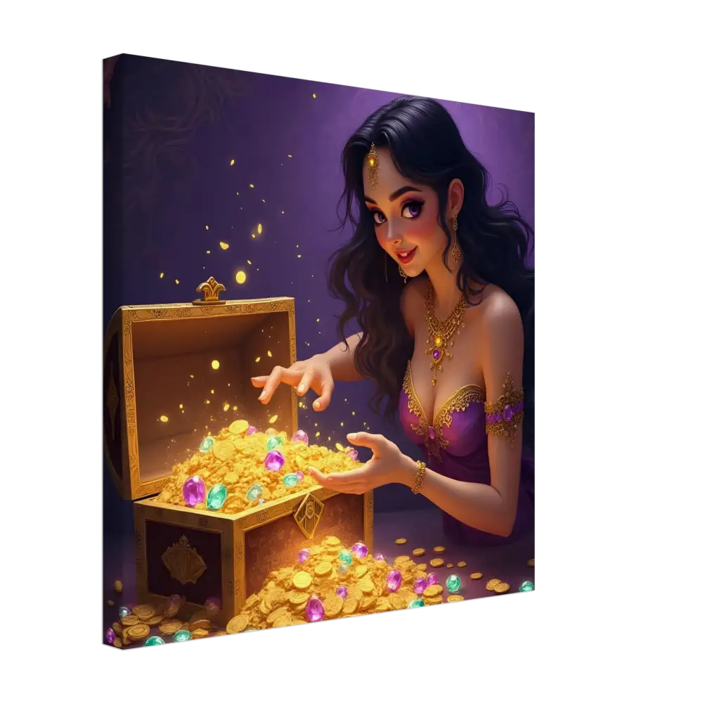 Treasure Seeker Canvas Print Fantasy Wall Art by PixiOnyx overflowing gold and jewels