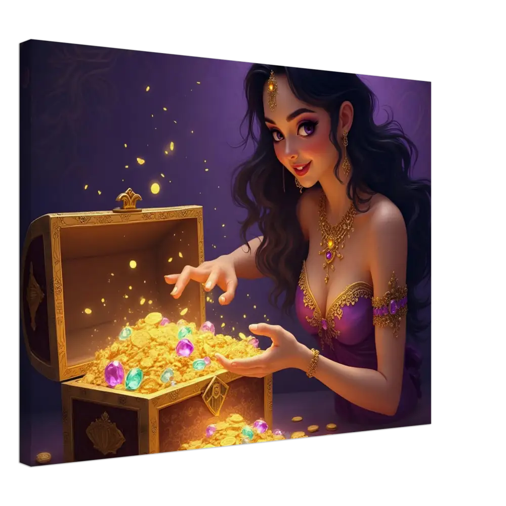 Treasure Seeker Canvas Print Fantasy Wall Art by PixiOnyx Treasure Chest with Gold and Jewels
