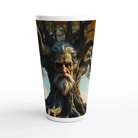 Treeface Latte Mug with tree-man design, 17oz PixiOnyx Tall Mug Drop