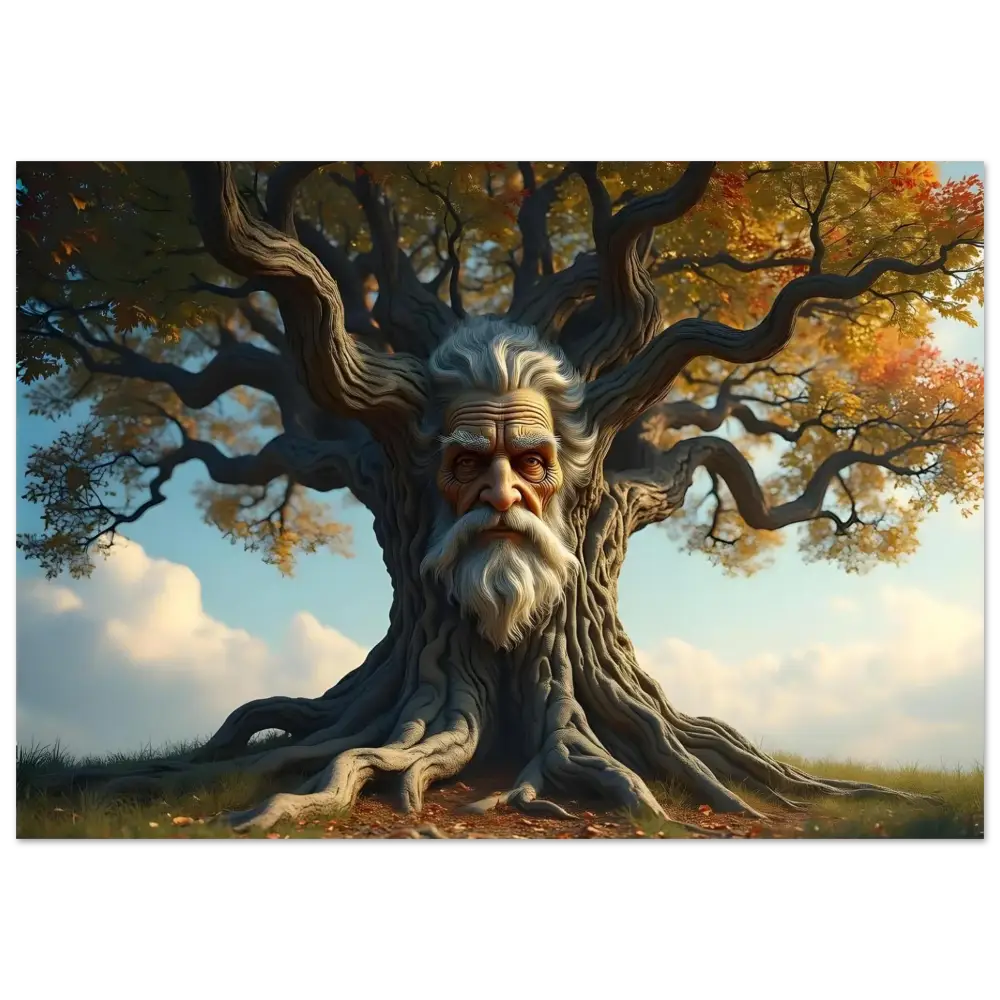 Anthropomorphic tree with a wise face on PixiOnyx Treeface Poster Wisdomroot Sentinel