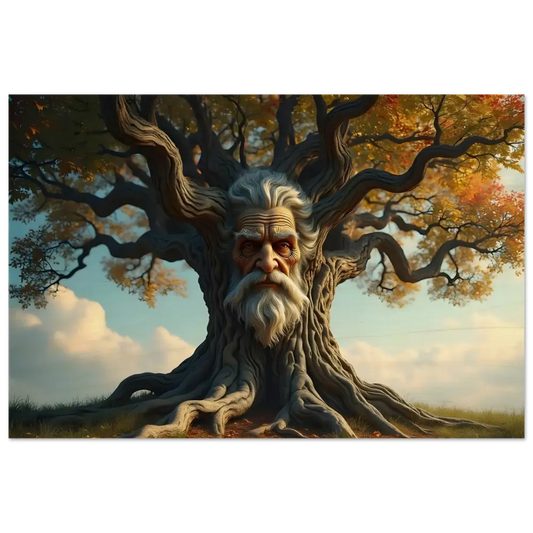 Tree with an old man’s face featured on the Treeface Wood Print by PixiOnyx Grainbound Art