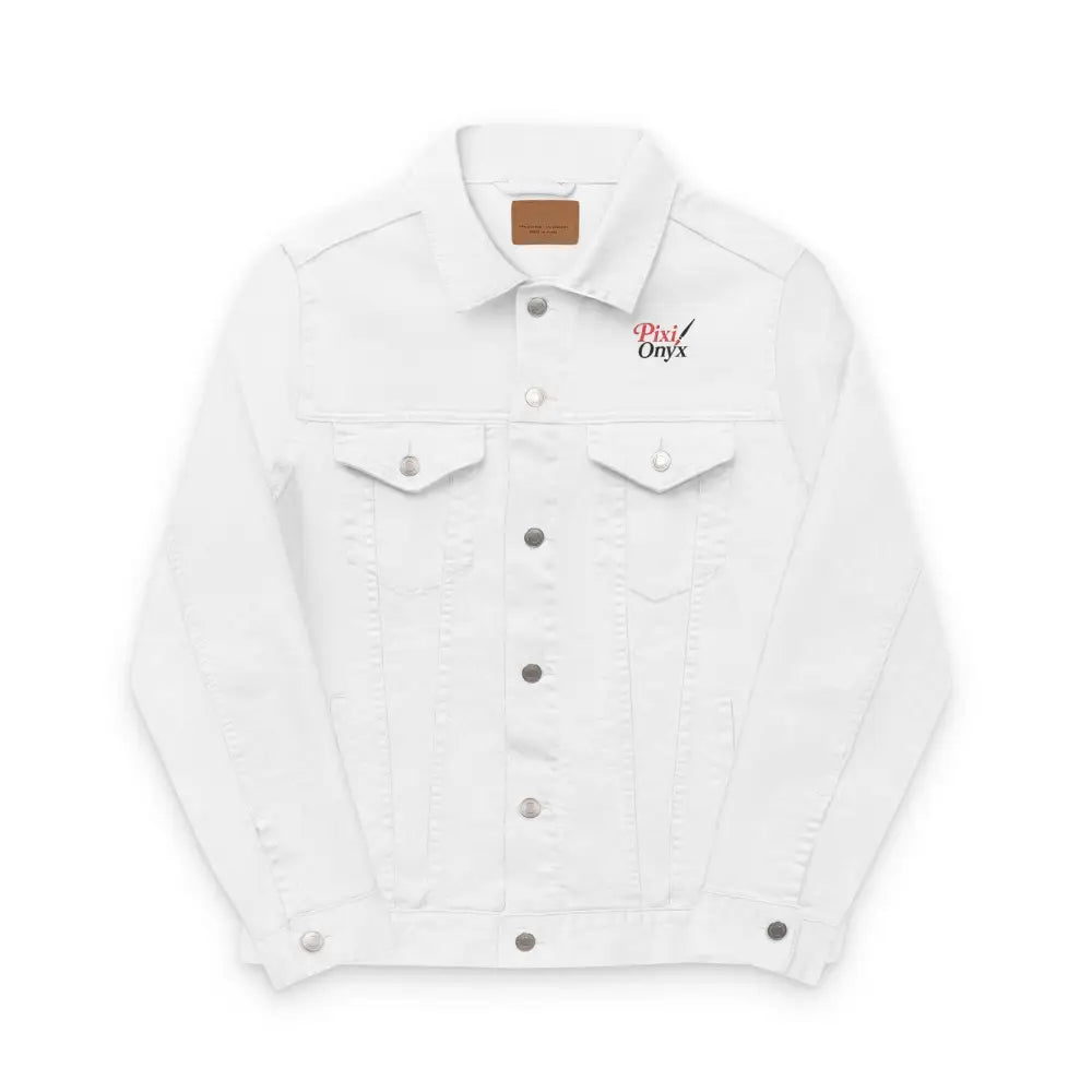 Stylish embroidered PixiOnyx denim jacket with metal buttons for casual summer fashion