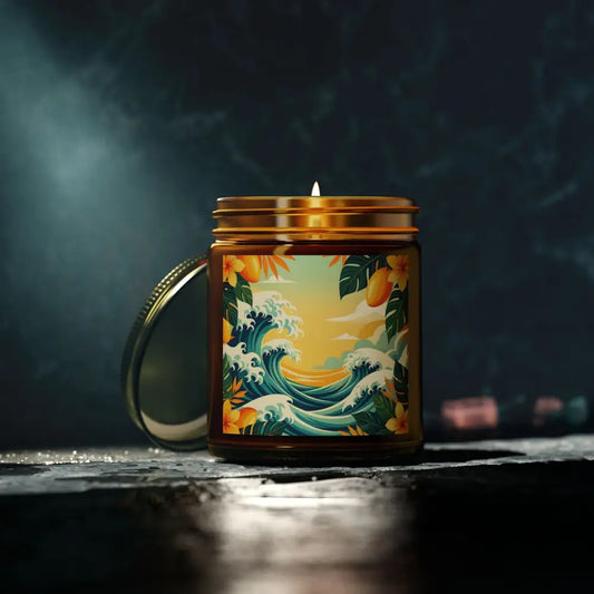 Tropical wave scented candle in Mango Coconut Escape PixiOnyx Aromatherapy Jar