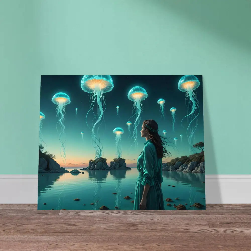 Fantasy jellyfish canvas print for Turquoise Ascension Lagoon Dreamscape wall art