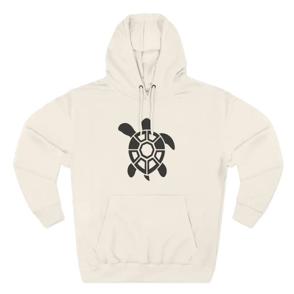 Light-colored fleece hoodie with turtle graphic, ideal for casual outings and nature lovers