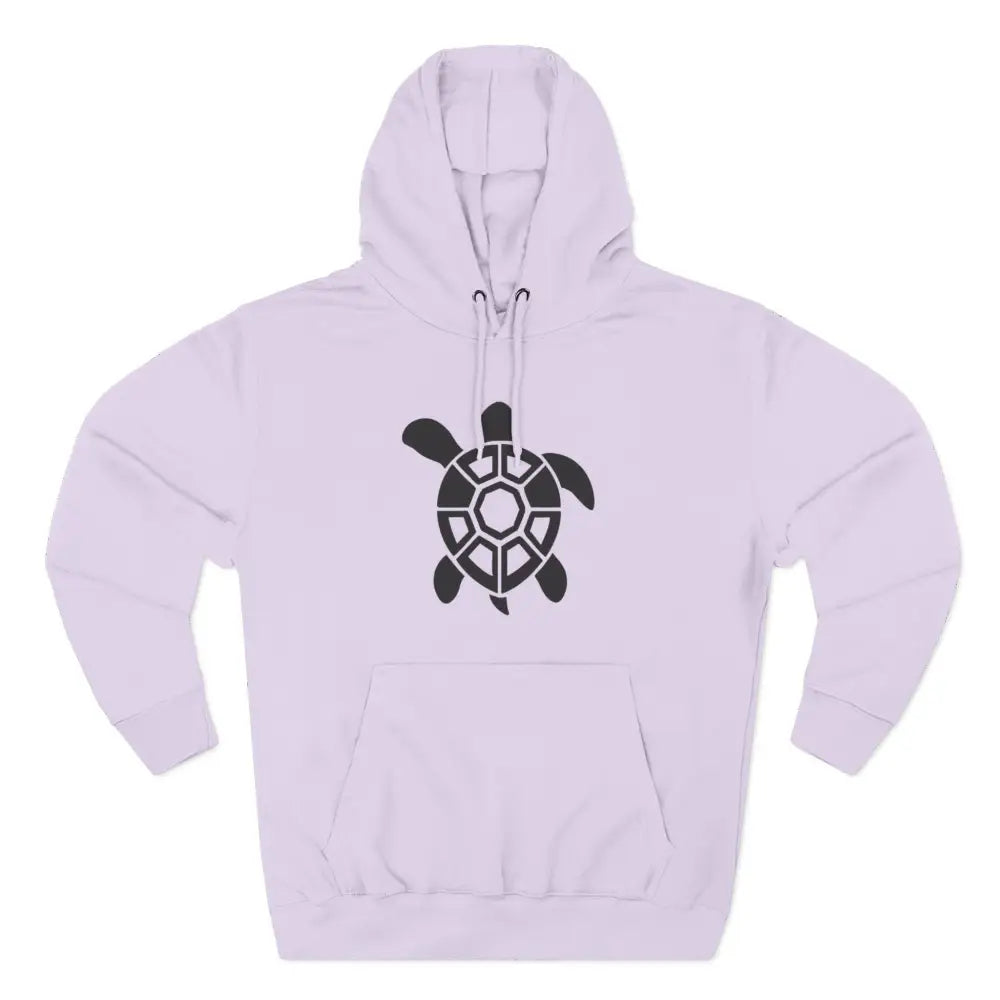 Light purple fleece hoodie with black turtle graphic, perfect for casual outings and nature lovers
