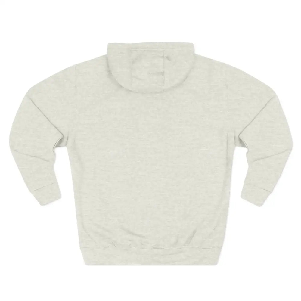 Light gray fleece hoodie with ribbed cuffs, perfect for casual outings and low heat warmth