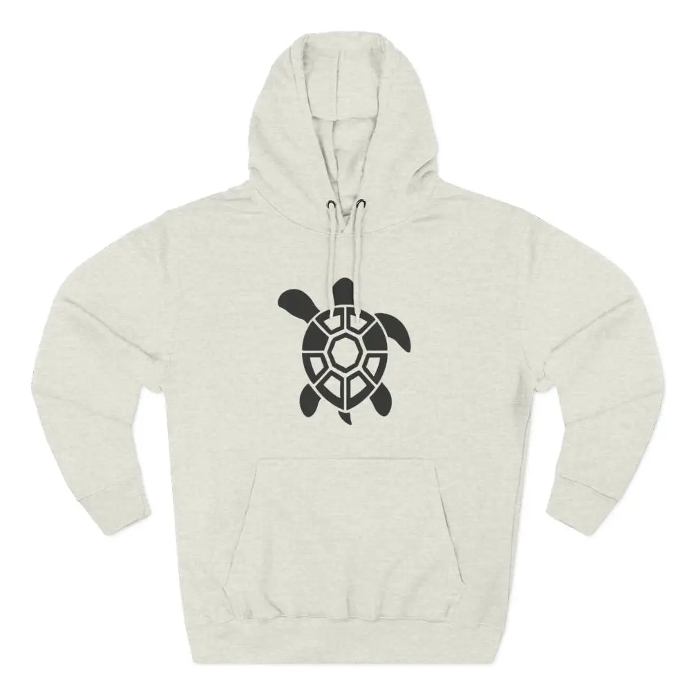 Light beige fleece hoodie with black turtle graphic, perfect for casual outings and nature lovers