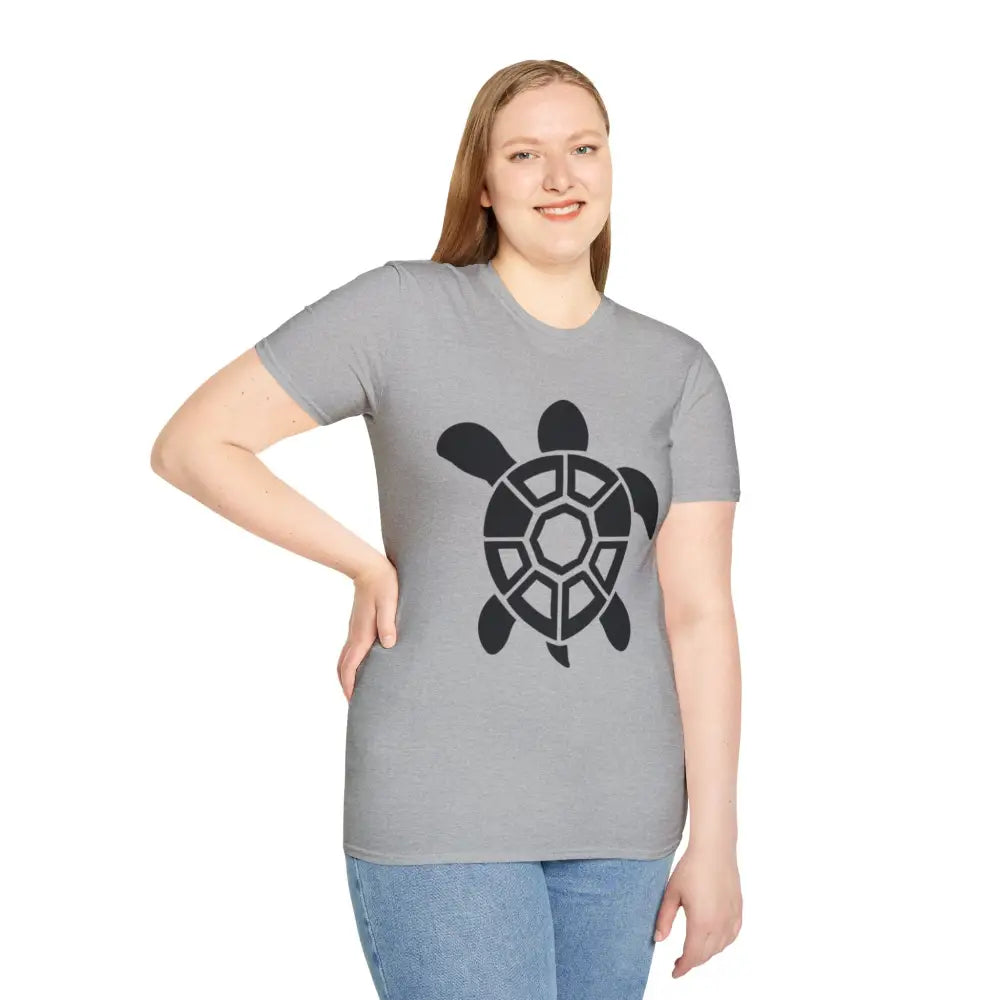 Gray short-sleeve turtle graphic unisex eco-friendly tee for casual wear and gifts