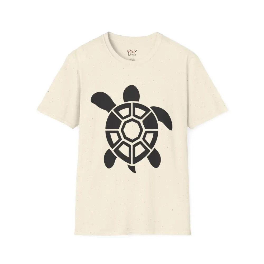 Off-white unisex turtle graphic eco-friendly T-shirt with low heat care instructions