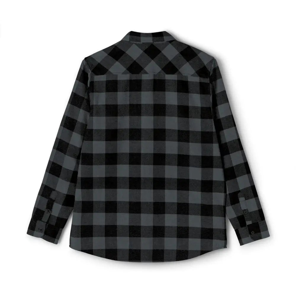 Men’s gray and black buffalo plaid flannel shirt with flaming pumpkin design by Trading Company EXP50F